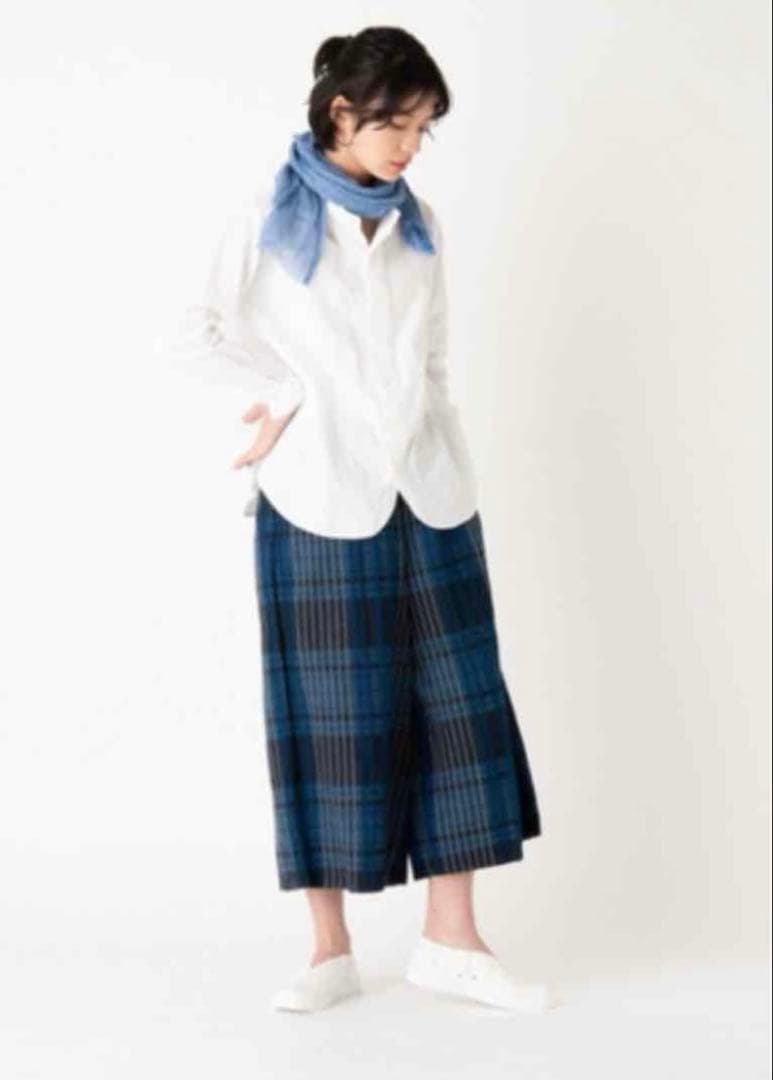 最終値下げ　plantation　waveチェック　ワイドパンツ