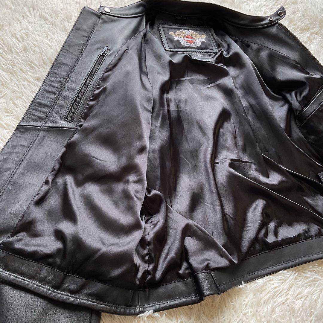 美品✨ハーレーダビッドソン　レザージャケット　シングルライダース　本革　ブラック