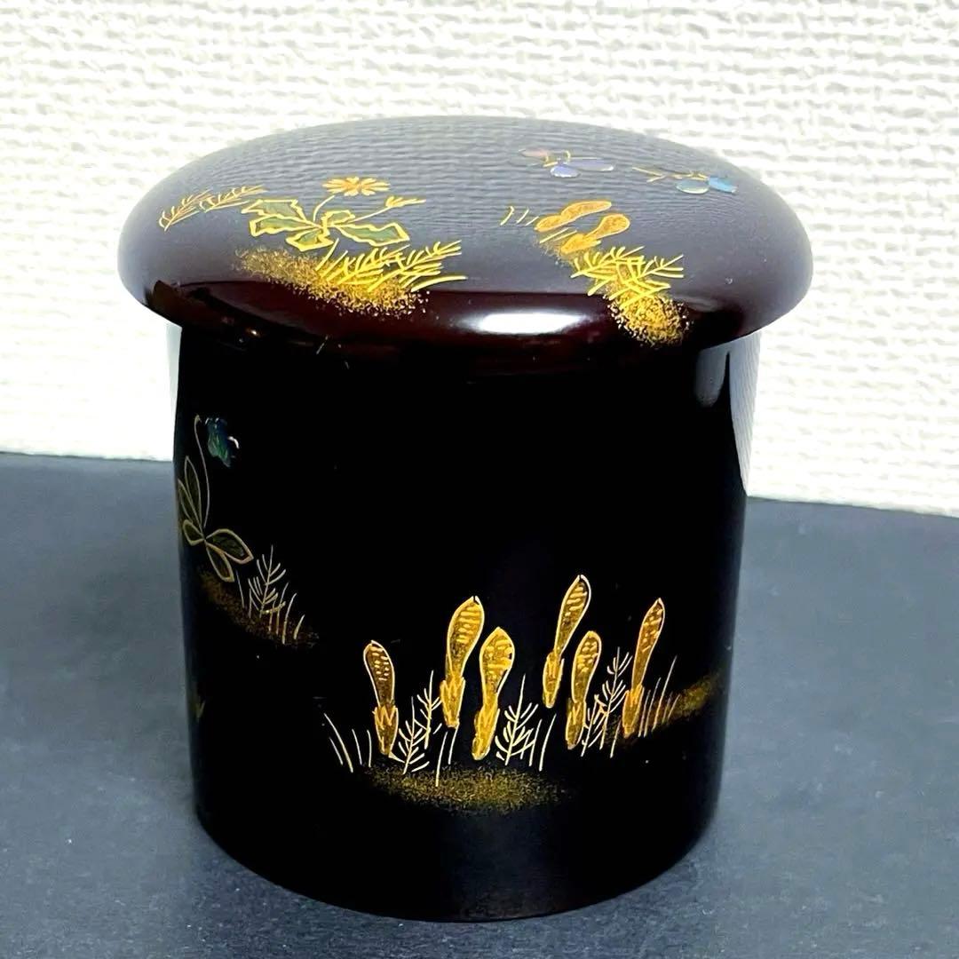 茶道具　茶入　金輪寺　春草に蝶蒔絵