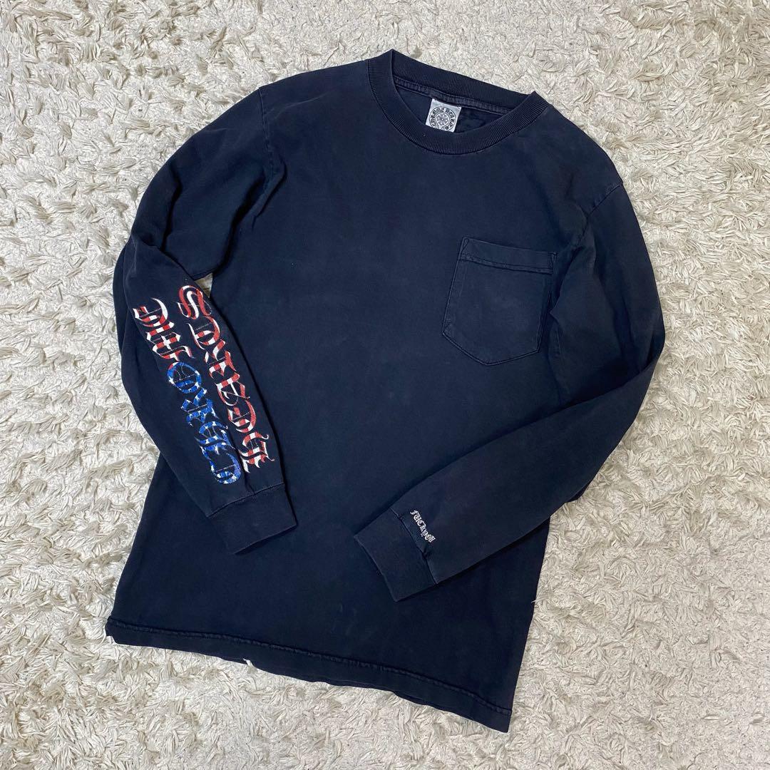 クロムハーツ　オールドモデル 星条旗 ポケット 長袖Tシャツ ロンT 黒　S