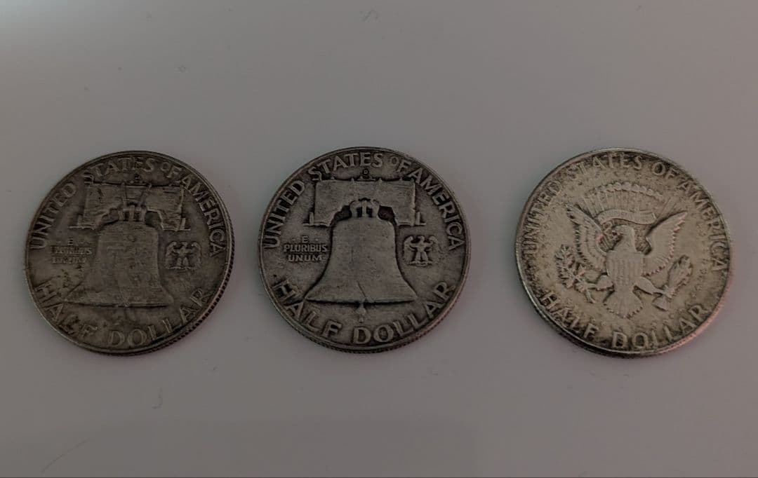 1958年 フランクリン・ハーフダラー2枚 / 1964年ケネディ・ハーフダラー