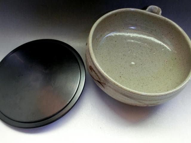鉢■絵唐津 深鉢【帆柱窯 中嶋紀文】漆器蓋 片口水指 菓子器 菓子鉢 時代物■
