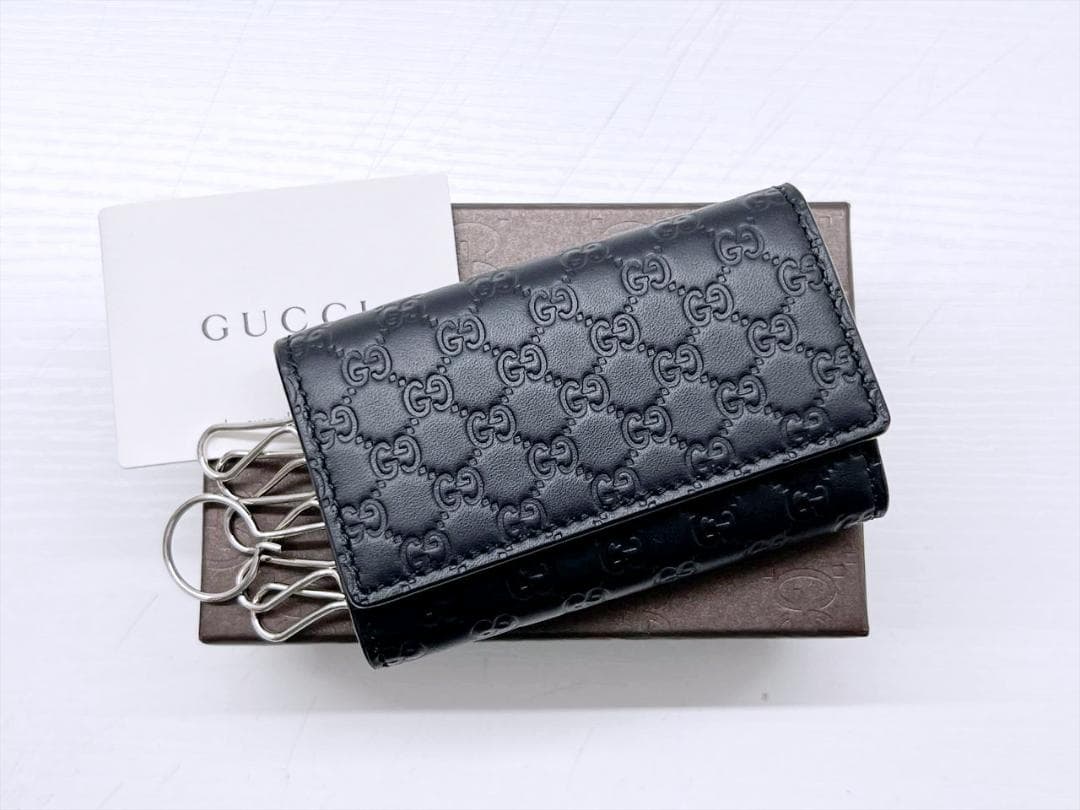 未使用保管　美品　GUCCI　グッチ　マイクロシマ　キーケース　黒　150402