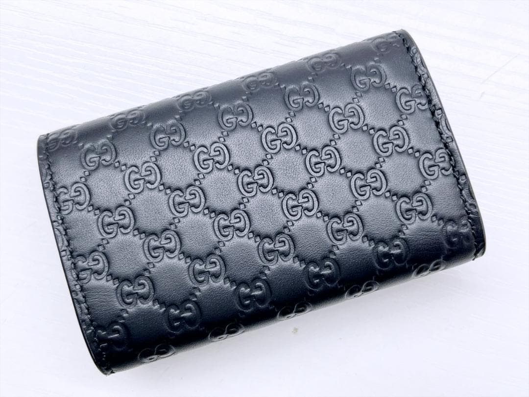 未使用保管　美品　GUCCI　グッチ　マイクロシマ　キーケース　黒　150402