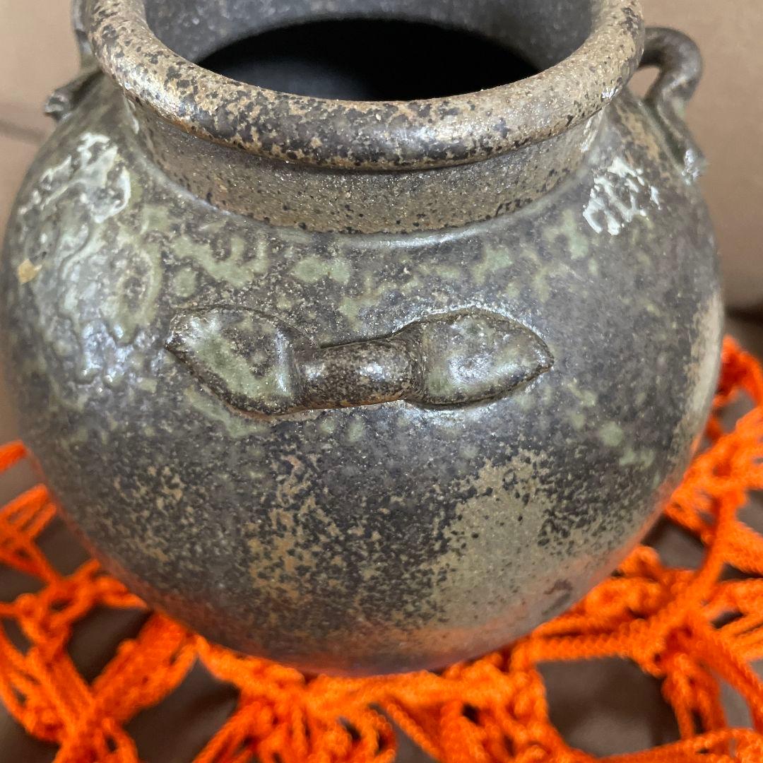 茶道具　口切り茶壺　丹波立杭焼