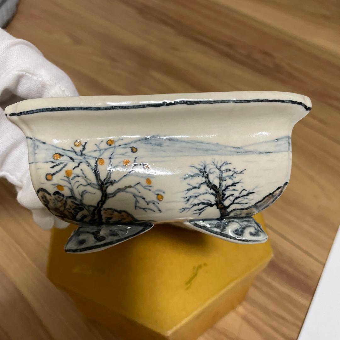 盆栽鉢　桑津香石　山野草　絵鉢