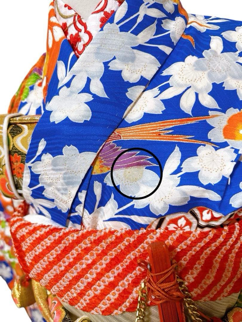 レトロ着物♡七五三　7歳　女の子　フルセット　一式　青系　アンティーク