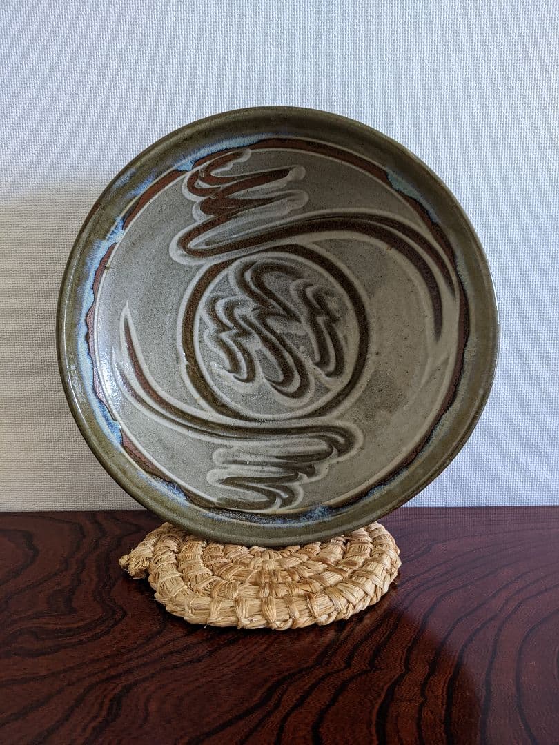 【美品】小石原焼　指描き 大皿（29.5㎝）指描き 民藝