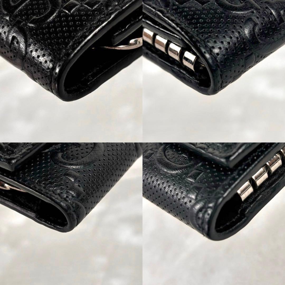 美品✨箱付き GUCCI グッチ 6連 キーケース シマ GG型押し ブラック