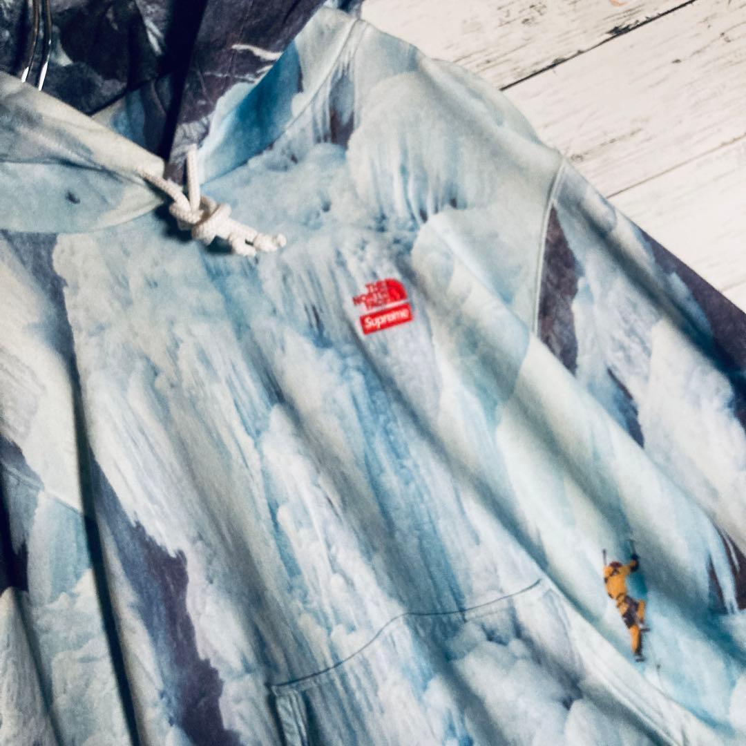 【限定コラボL相当】シュプリーム×ノースフェイス☆刺繍ロゴパーカー 正規品鑑定済