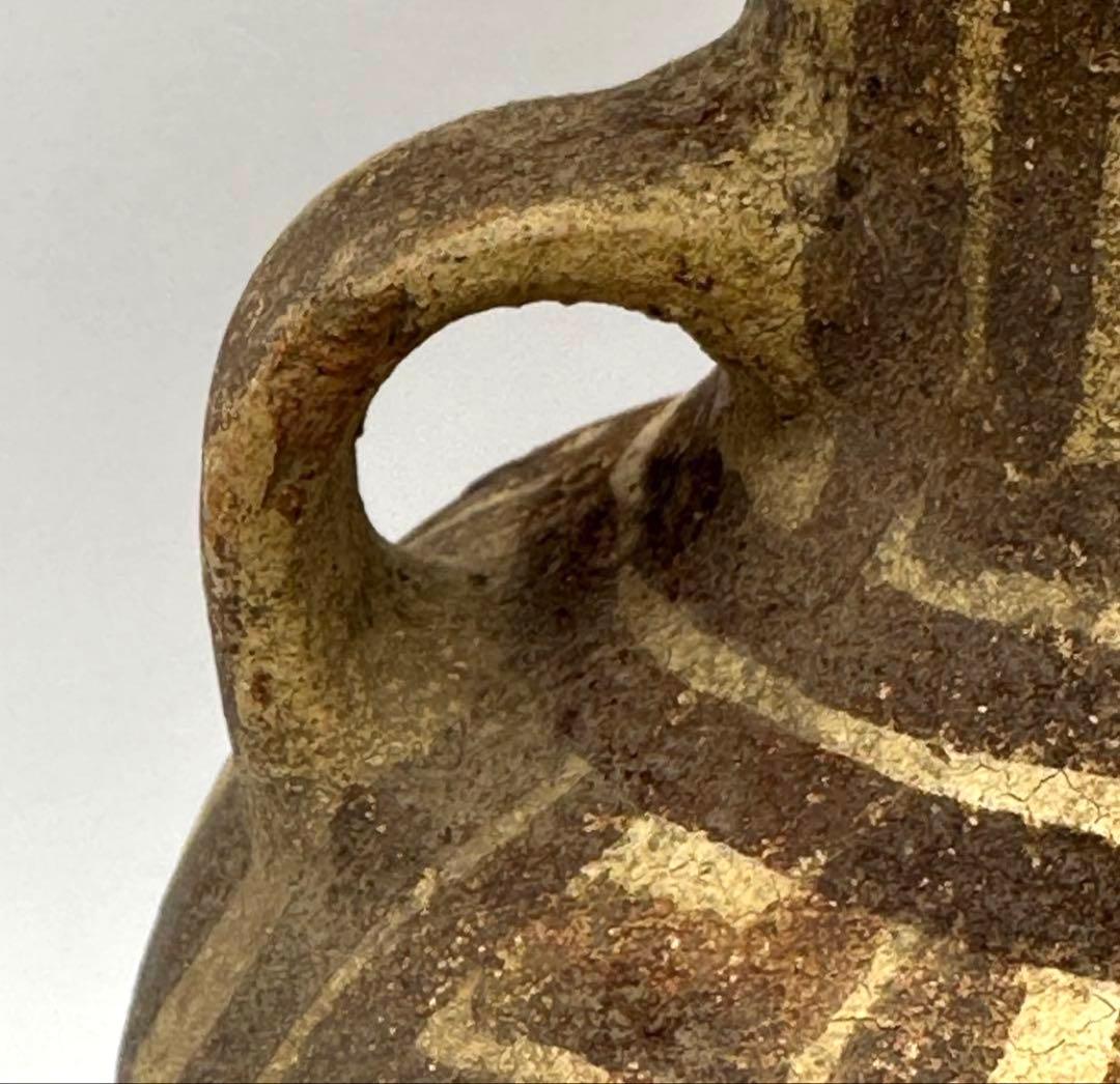 【土器】鑑定カード付 黄地黒彩壺 チャンカイ文化後期 プレコロンビア