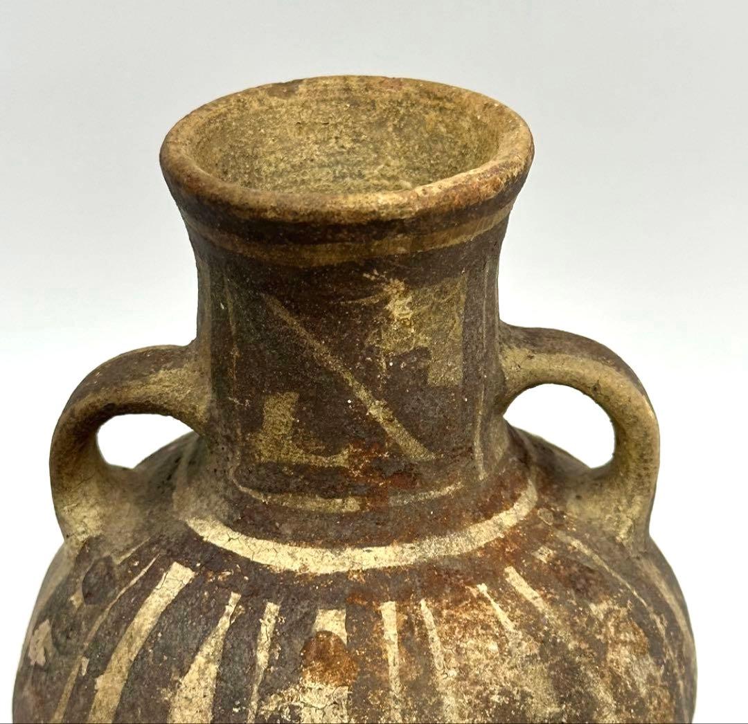 【土器】鑑定カード付 黄地黒彩壺 チャンカイ文化後期 プレコロンビア