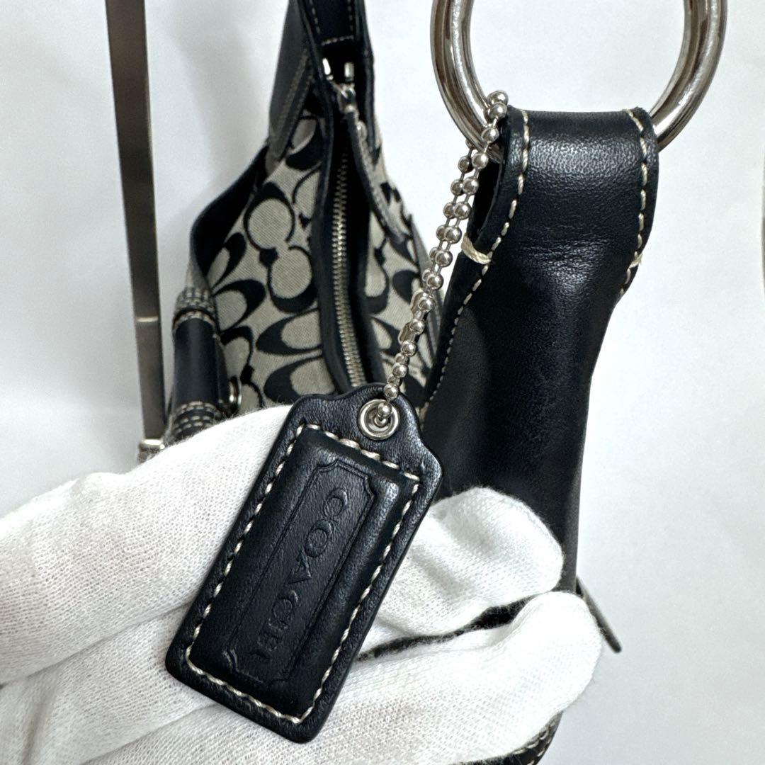【美品】COACH シグネチャー ターンロック ホーボー ワンショルダーバッグ