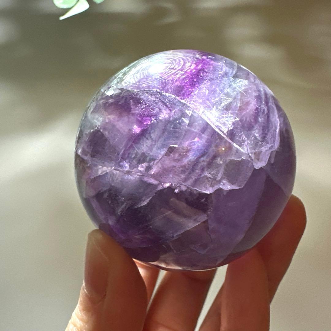フローライト　スフィア　レインボーフローライト　5.5㎝　パープルフローライト