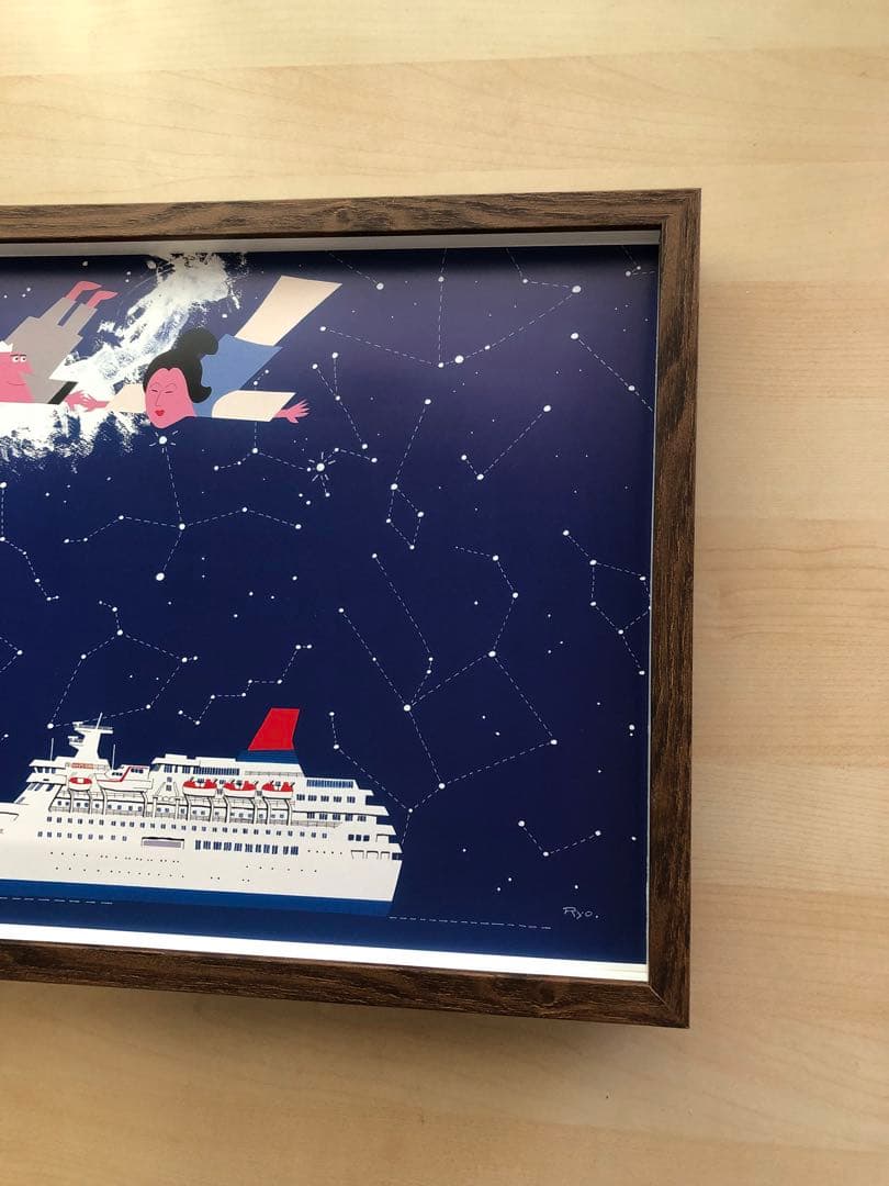 PK額装品 柳原良平 アンクル船長 にっぽん丸 天の川 織姫 A3額 ポスター風