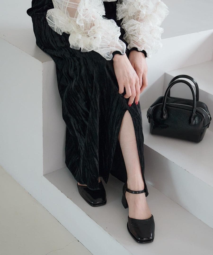 0 新品 カスタネ 結婚式 オケージョン シアーチェック×ベロアワンピースSET