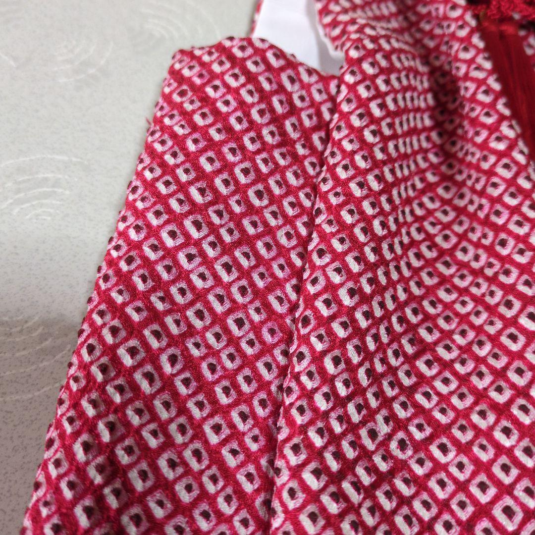 七五三３歳正絹総絞り手縫いの被布赤色（中綿無し）