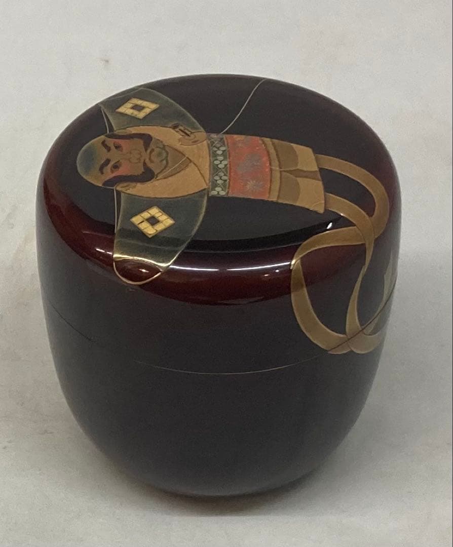 B259h 「奴凧蒔絵 棗」荒井正春作　共布共箱　正月　内金梨地　茶道具