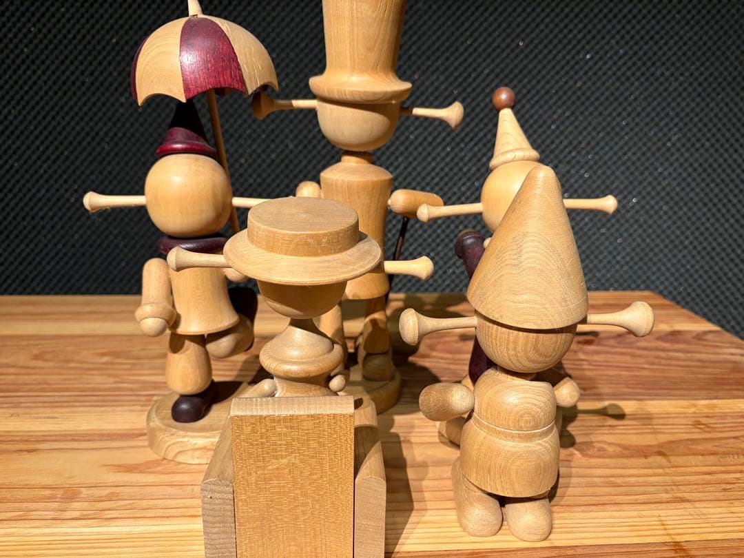 木製 人形 クラウン ピエロ 5体セット ウッドドール 北欧風 置物