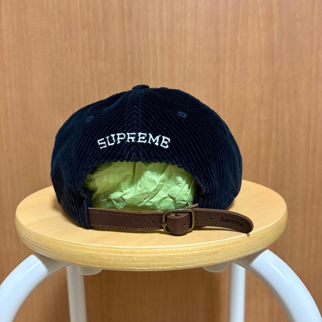 シュプリーム　SUPREME Sロゴ　キャップ　ネイビー　紺　コーデュロイ