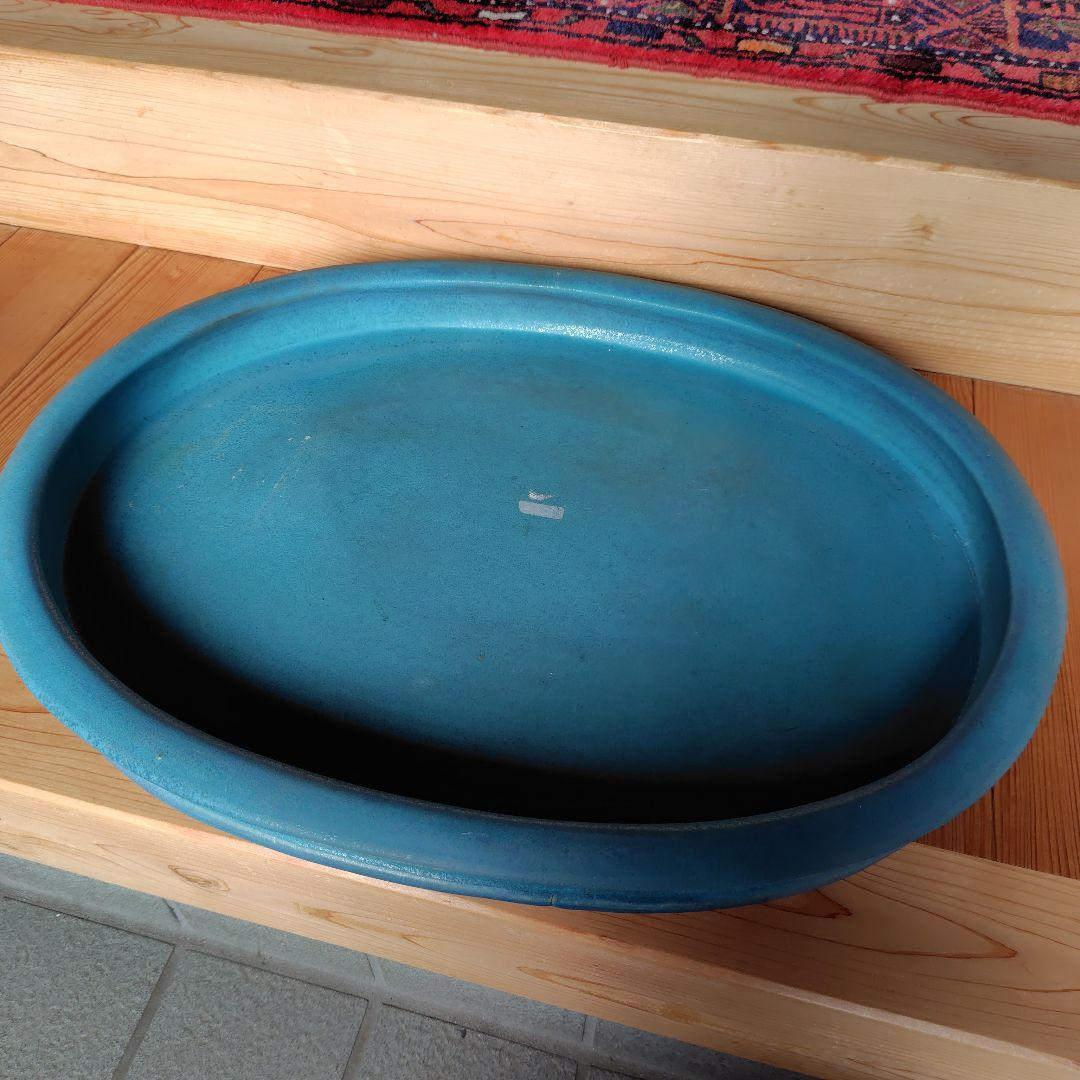 水盤　大型水盤　横幅６３㌢　楕円　華道具　華展用　嵯峨御流　池坊　小原流