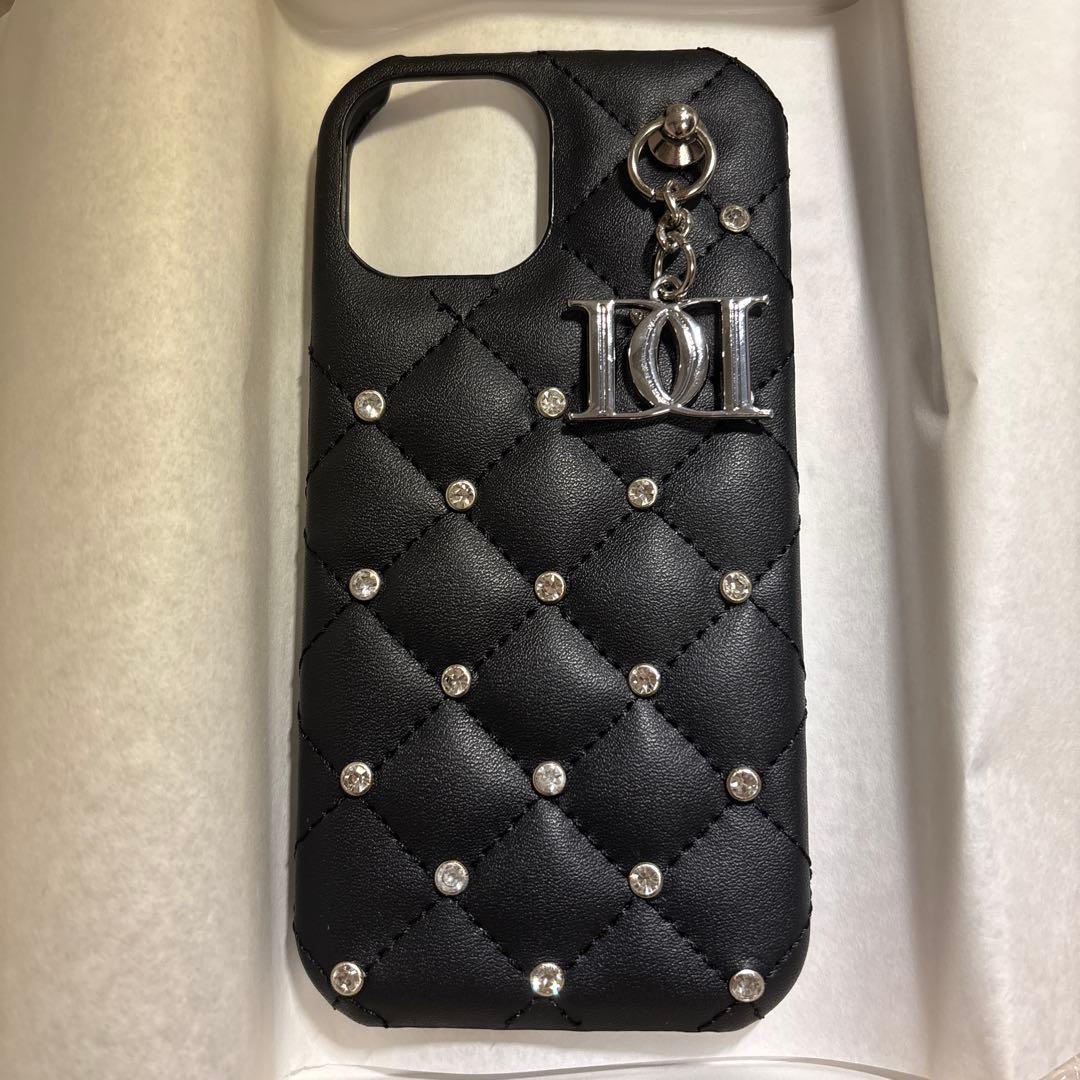 Darich キルティングビジューDDチャームiPhoneケース 15 黒