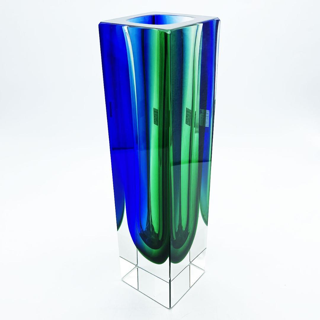 ヴェネチアガラス ムラノ マンドラザート 花瓶 一輪挿し グリーン＆ブルー