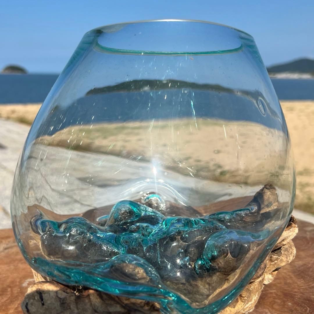 流木ガラス オブジェ中R 花瓶 金魚鉢 ガーデニング テラリウム 観賞魚 容器