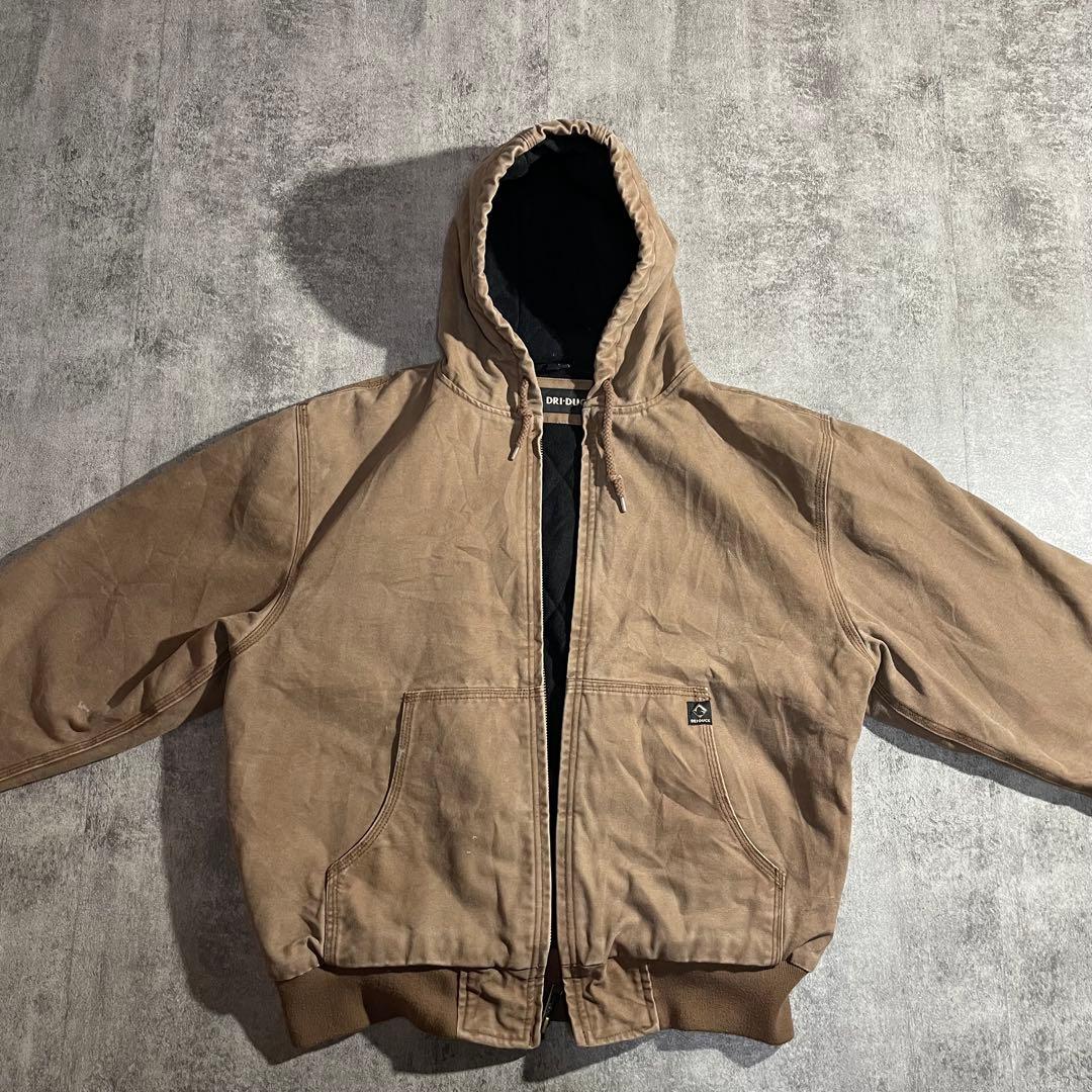 90-00sUSA古着アクティブジャケットダック生地キャラメル色Lサイズフェード