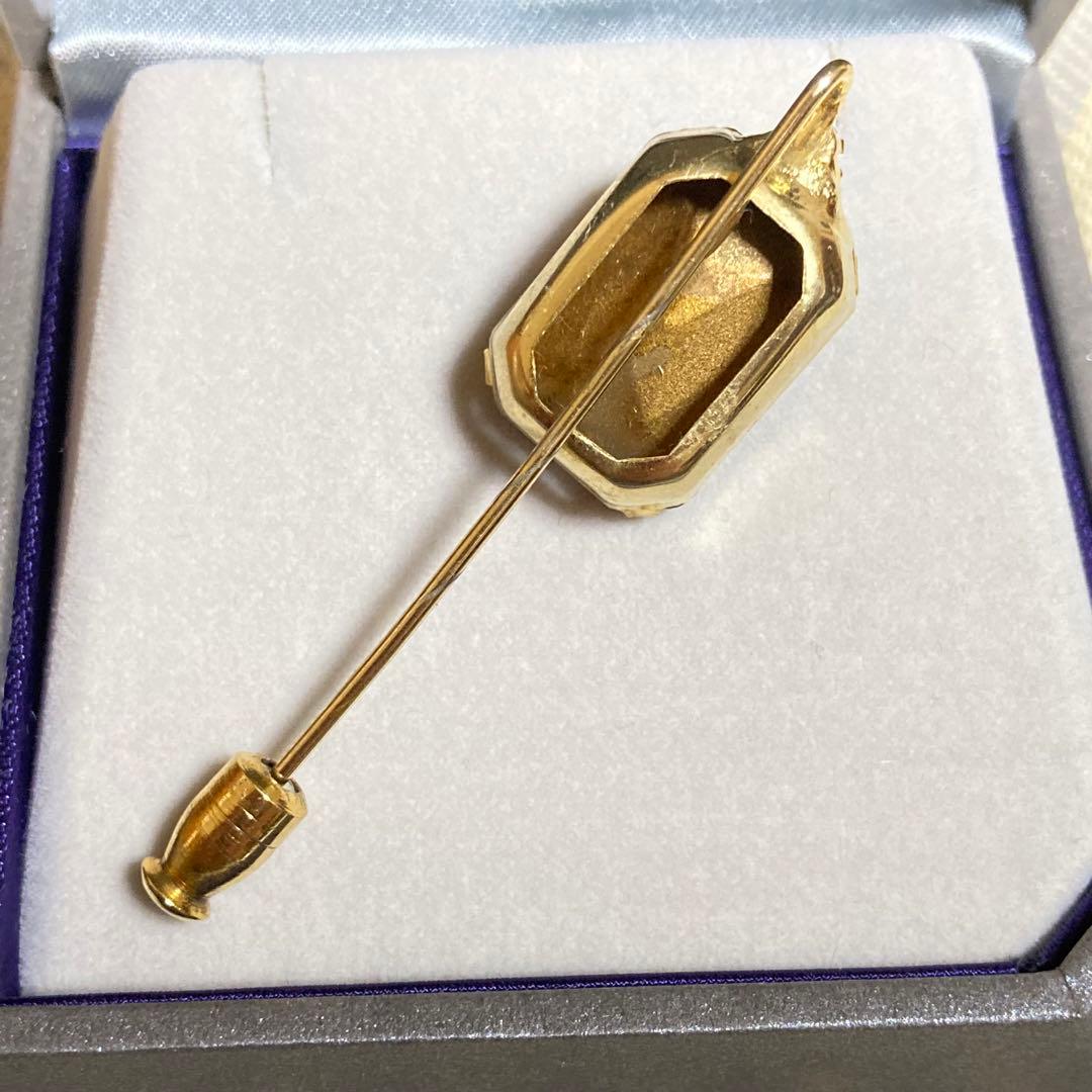 ヴィンテージ　グラスストーン　ハットピン