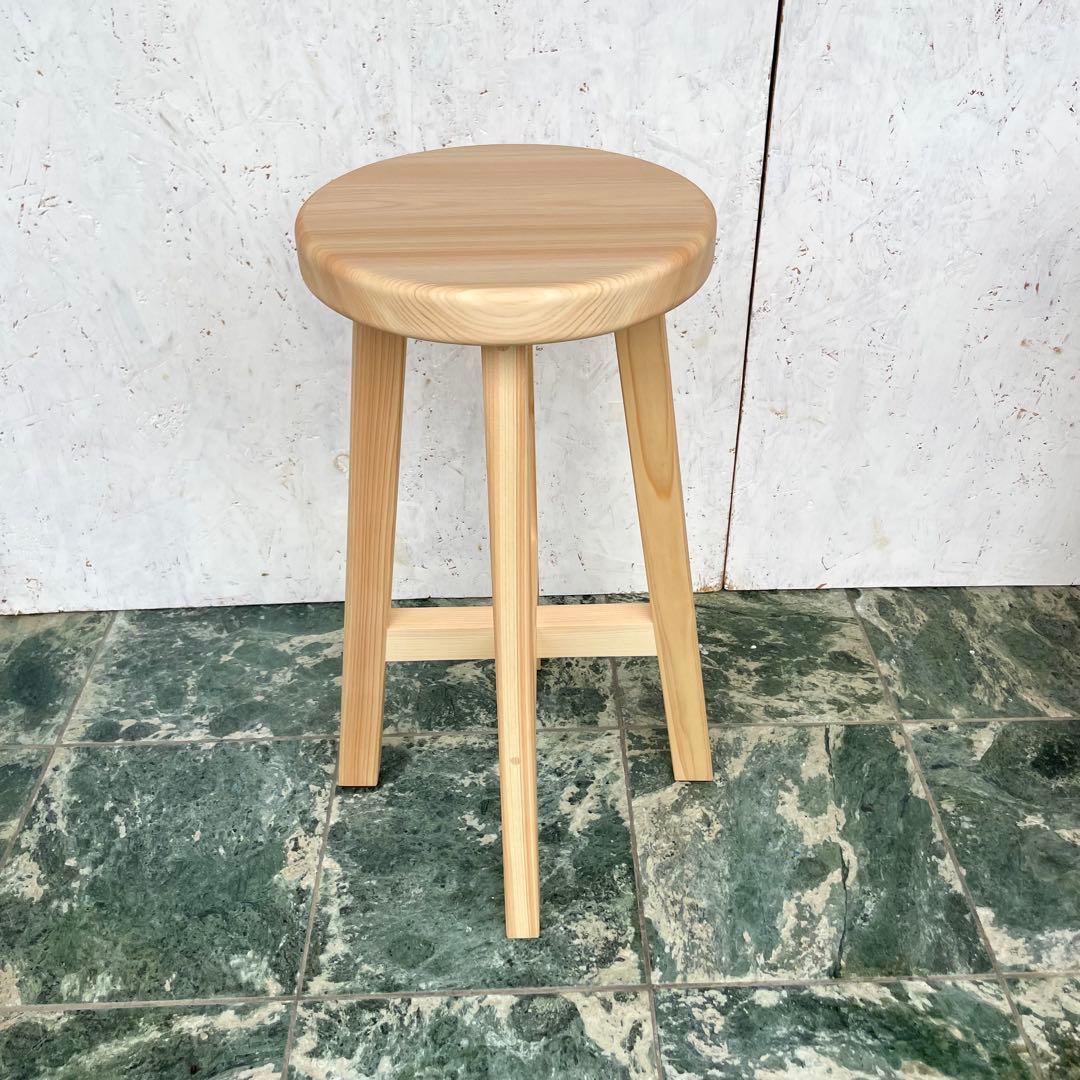 みかん　国産ひのき　木製スツール　カウンターチェアー　丸椅子　3脚