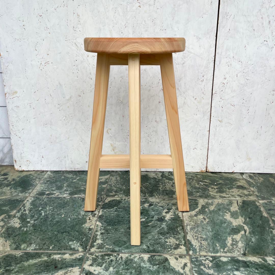 みかん　国産ひのき　木製スツール　カウンターチェアー　丸椅子　3脚