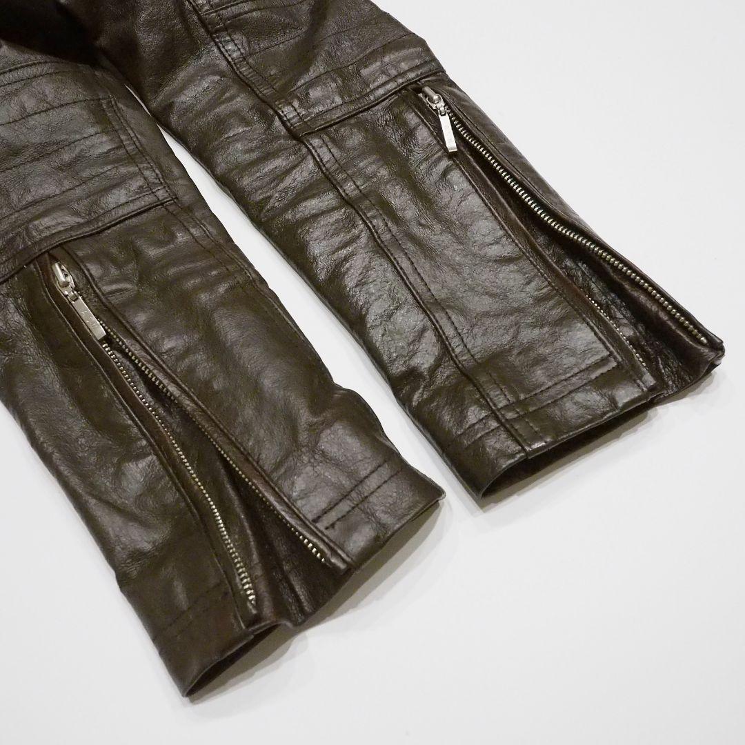 A.S.M シングルライダースジャケット 2way ファー付き 本革 48