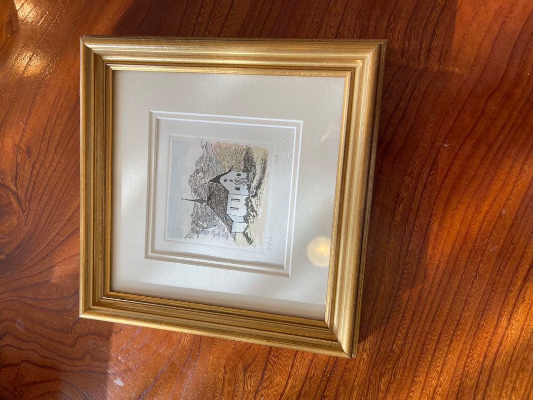 絵画　版画　織田義郎　エッチング　北欧の教会 シリアルナンバー　30/100