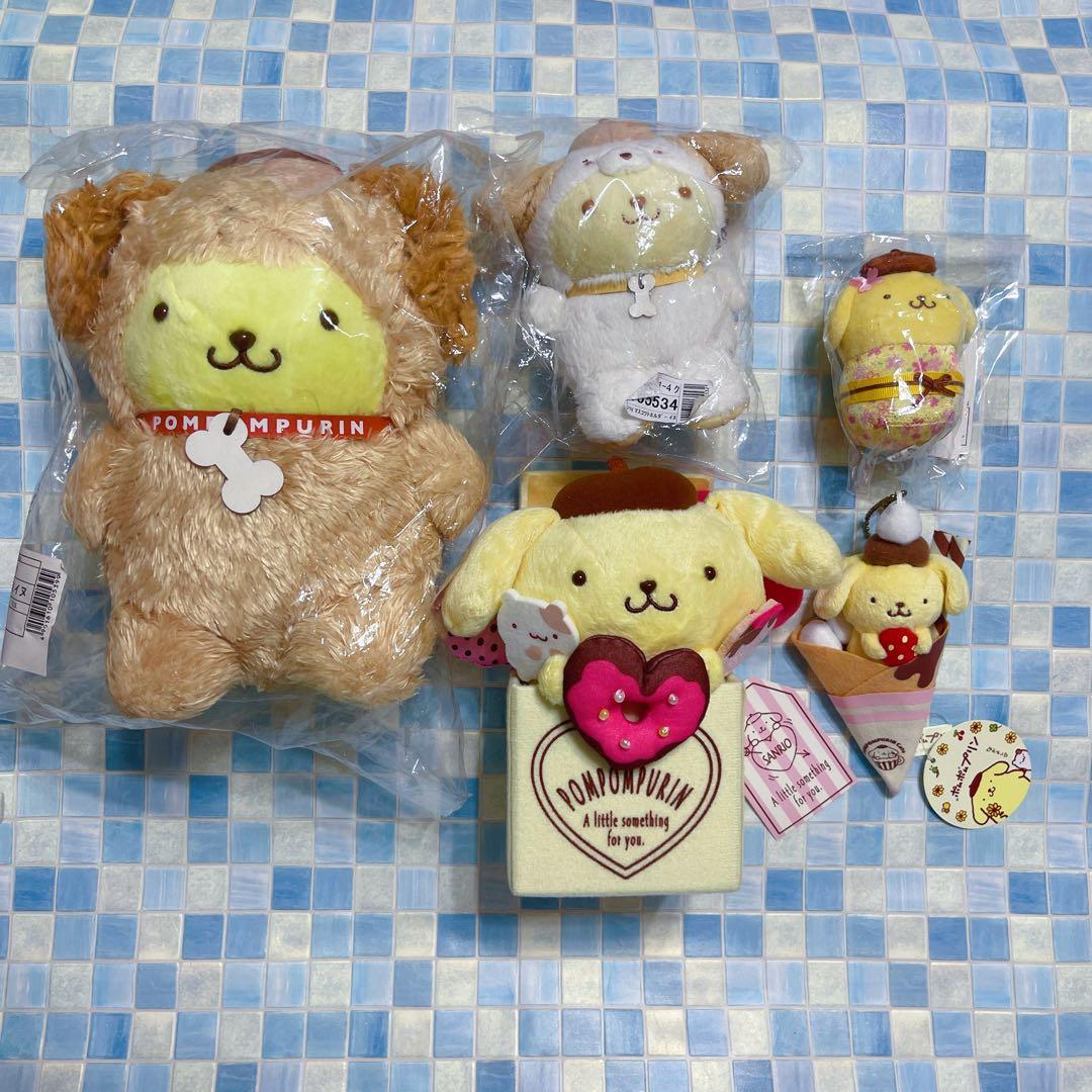 サンリオ　ポムポムプリン　ぬいぐるみ　マスコット　5点セット