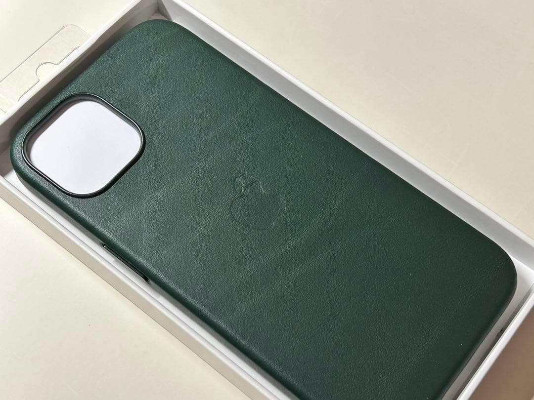 【新品】純正 iPhone 13 レザーケース・セコイアグリーン①