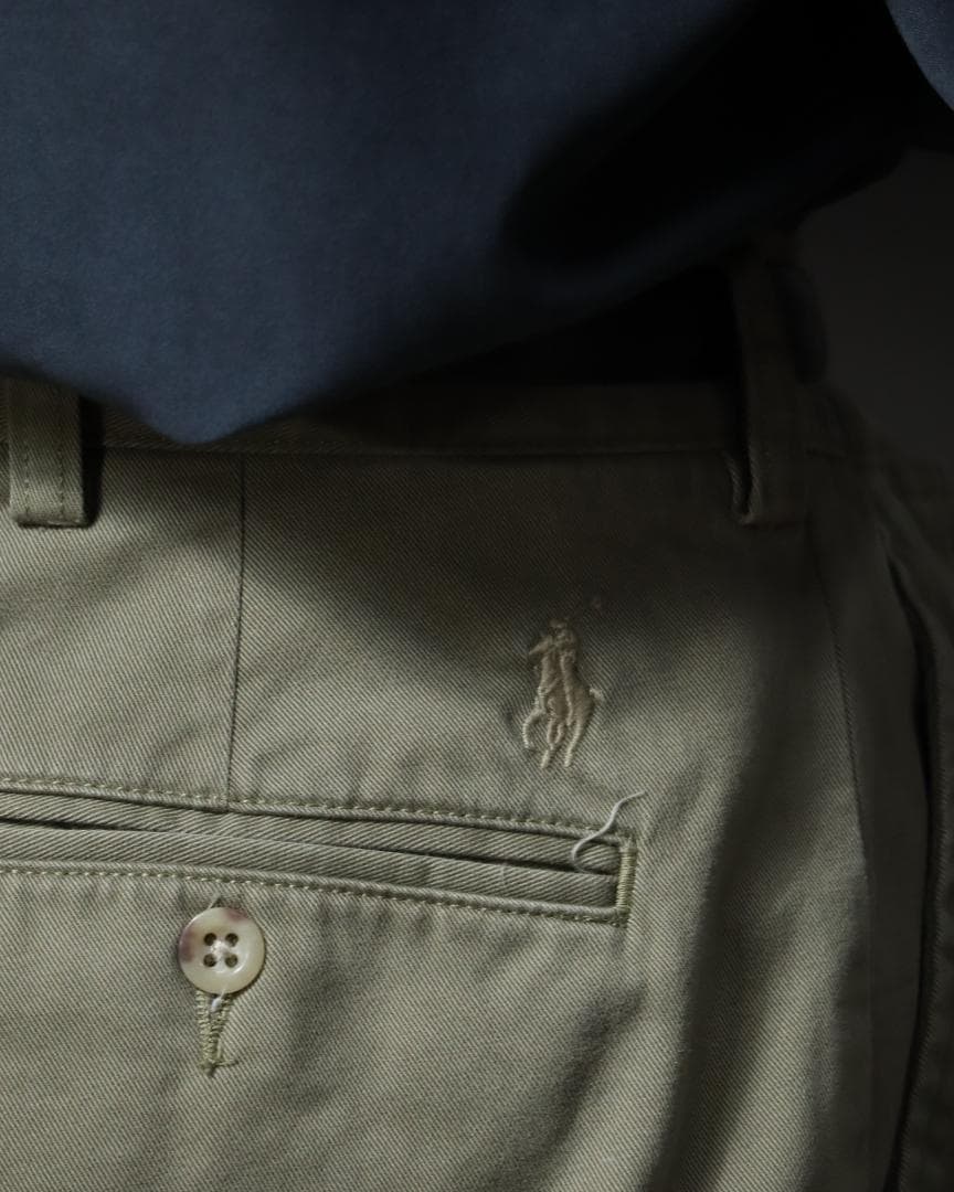 90s ラルフローレン クラシック ワイド チノパン ポロチノ W42 カーキ