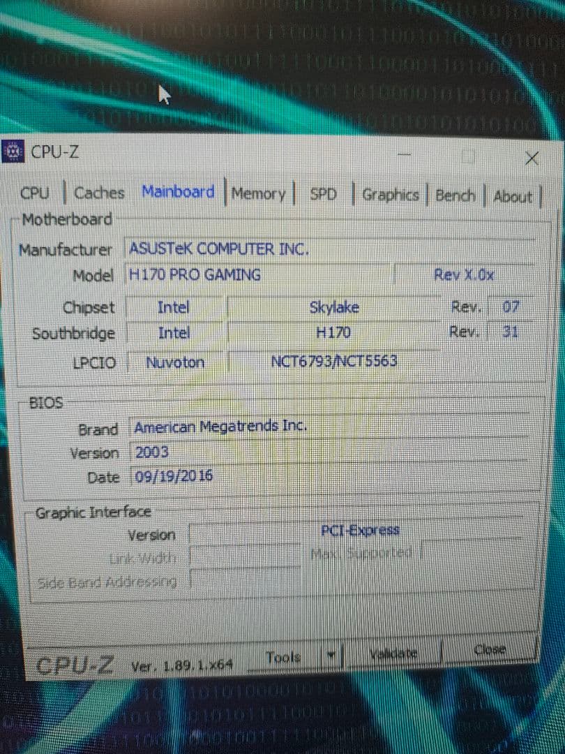 H170 PROGAMING、 i7 6700 、メモリ16GB(8GB×2)