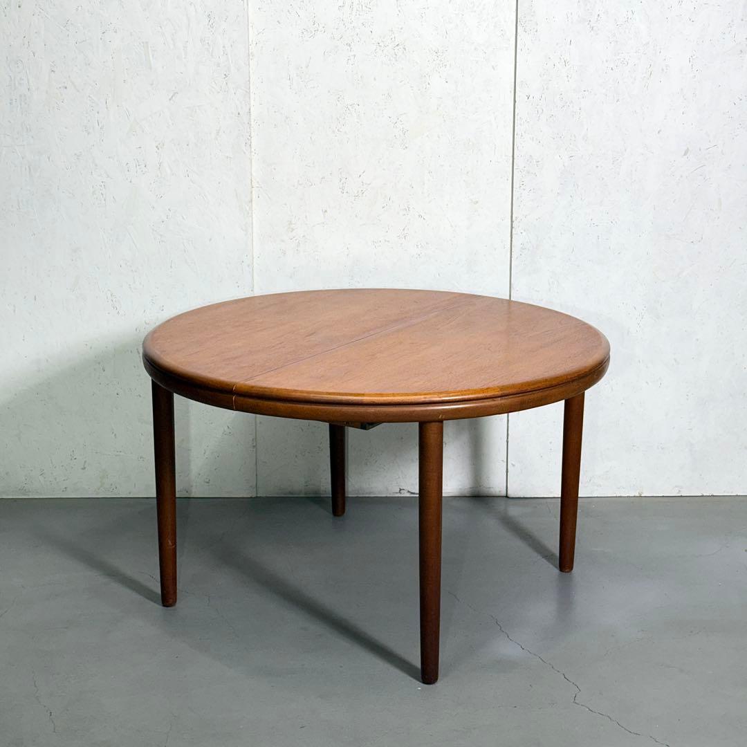 デンマーク ヴィンテージ ラウンドエクステンションテーブル(301) ※脚着脱可