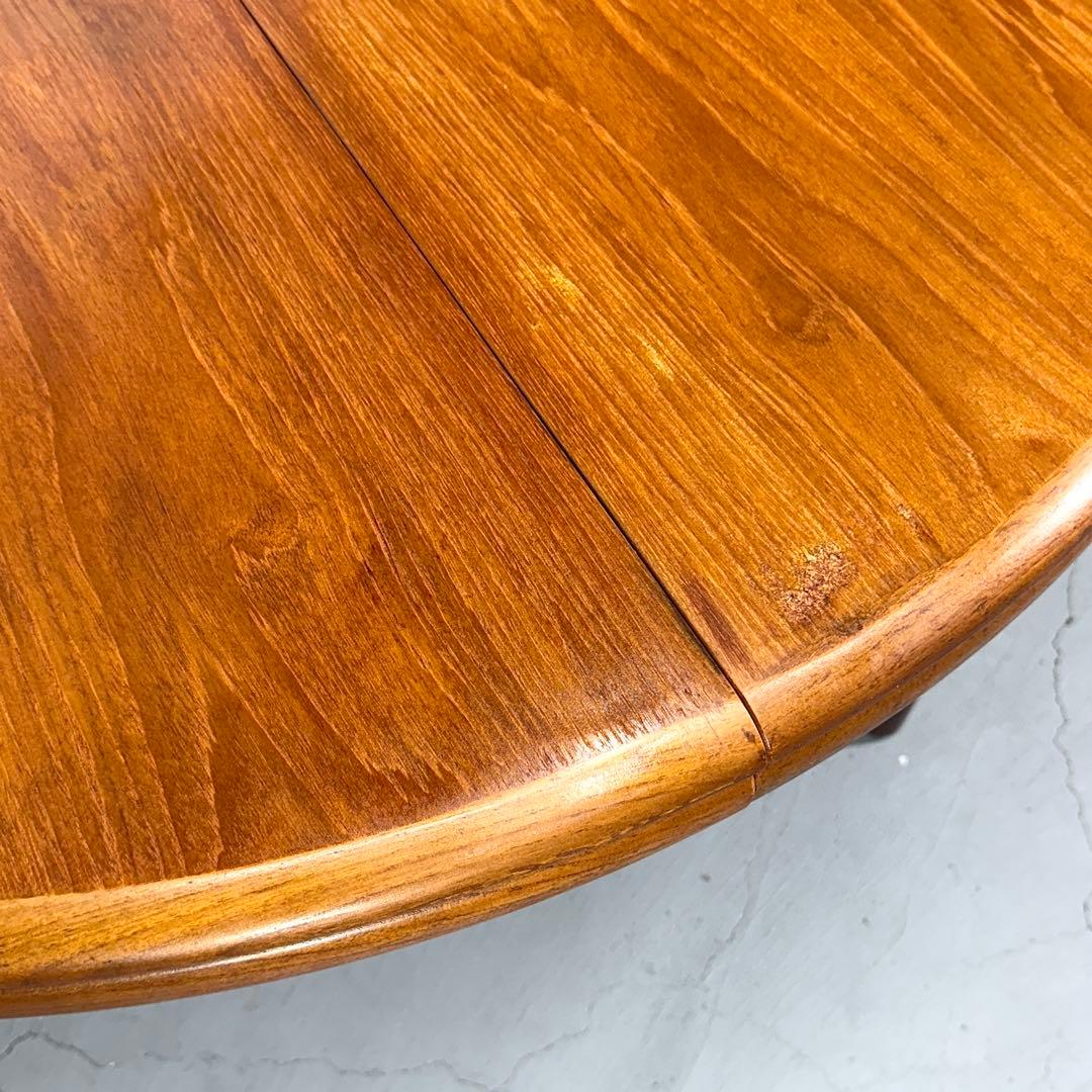 デンマーク ヴィンテージ ラウンドエクステンションテーブル(301) ※脚着脱可