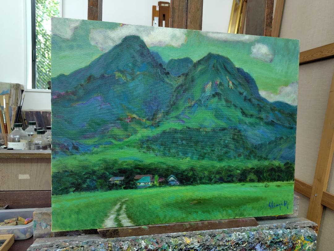 「行く夏」P15 1993 油彩画 風景画 油絵 アート 絵画 尾瀬 燧ヶ岳