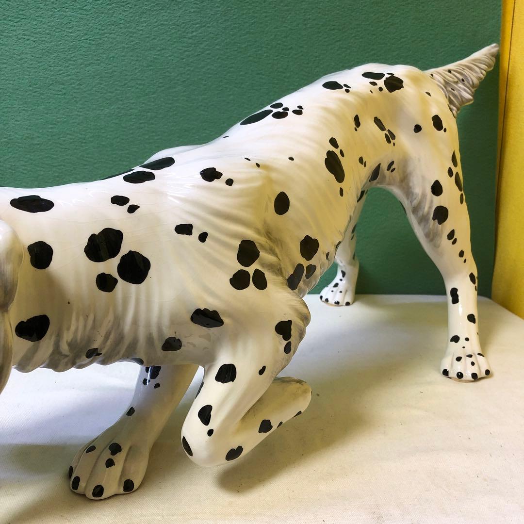 と88● イタリア製 ダルメシアン 犬 陶器 大型 置物 オブジェ インテリア
