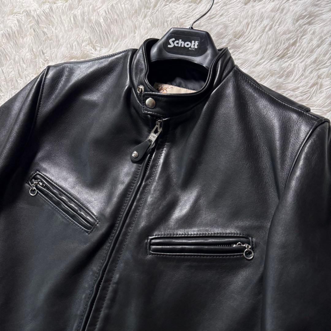 極美品/希少モデル✨schott ライダースジャケット 141XJS 黒 38