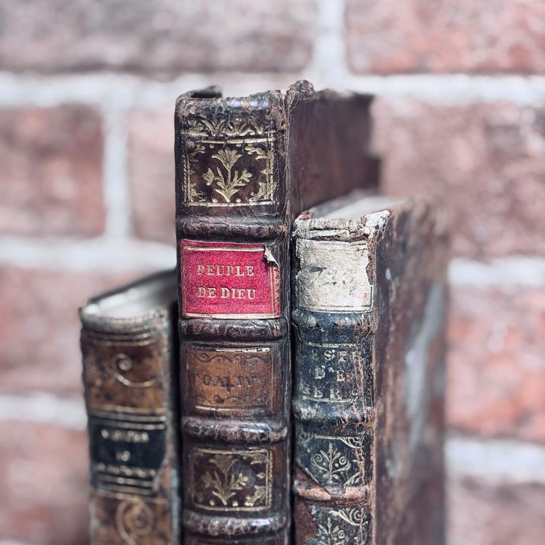 革装丁の洋書【3set】古書　アンティーク　ヴィンテージ　インテリア