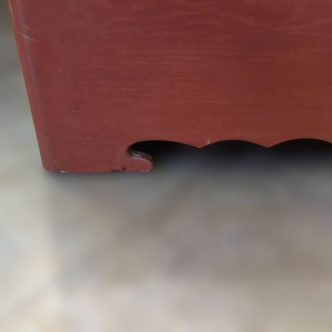 骨董　長火鉢　朱漆　木製　内側銅器　灰　火箸付き　テーブル