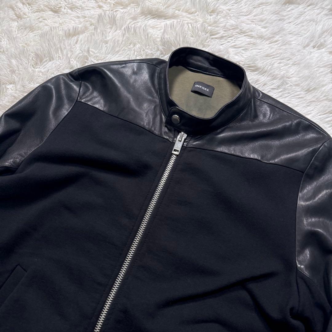 バ*ー様 美品/希少✨DIESEL ライダースジャケット　羊革　切替え　ダブルジ