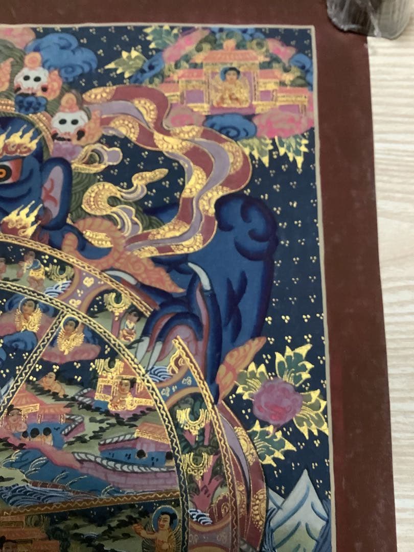 《 チベット密教　新品　1点物 》 手描き　曼荼羅　仏陀　六道輪廻　仏教　c7