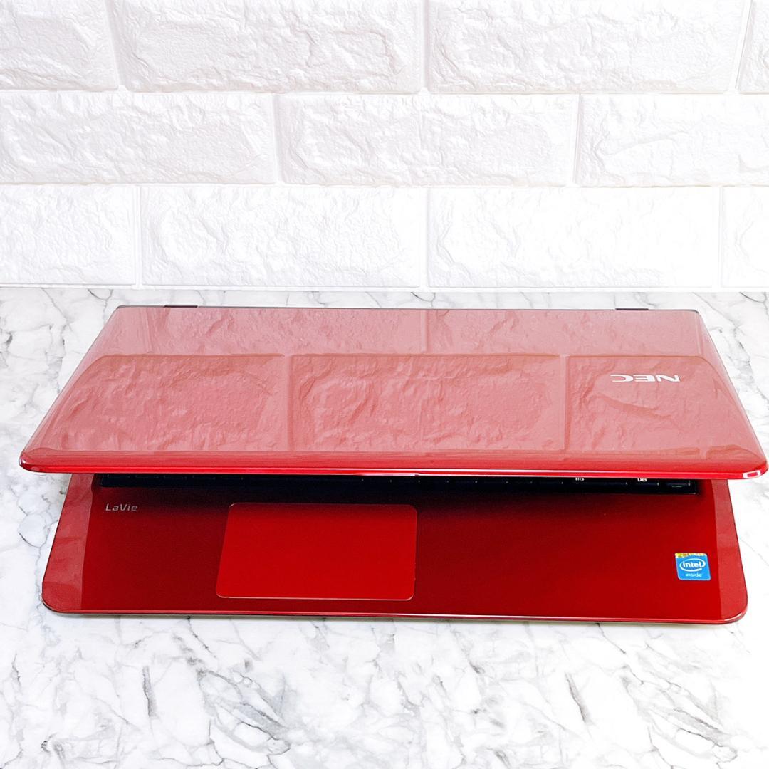 美品✨Windows11✨爆速SSDお洒落ノートパソコン赤✨カメラ薄型・オフィス