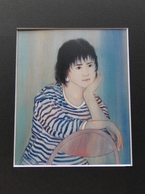 高野晴生、【M子像】、希少な額装用画集画、新品高級額 額装付、状態良好