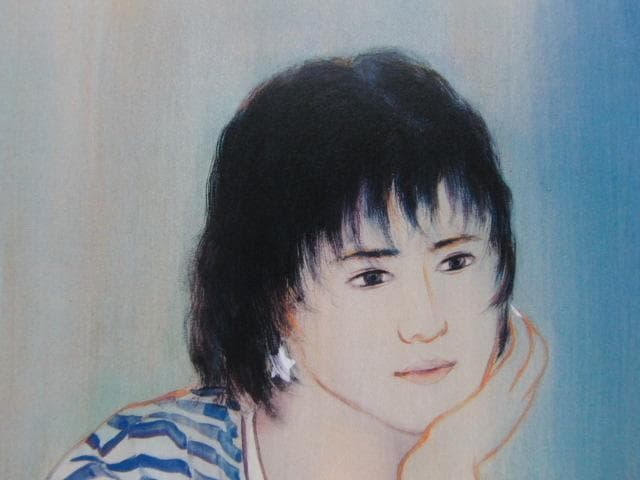 高野晴生、【M子像】、希少な額装用画集画、新品高級額 額装付、状態良好